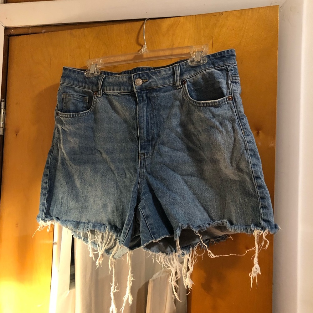 H&M Blue Frayed Jean Shorts